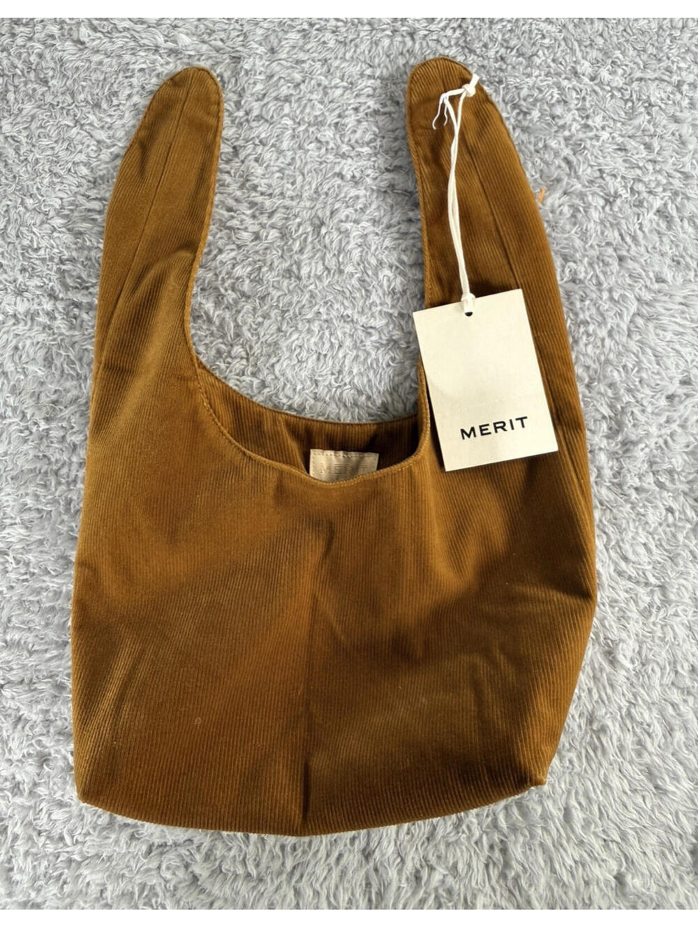 NWT Merit Beauty Signature Makeup Bag Corduroy Tie Top Pouch Minimalist Purse